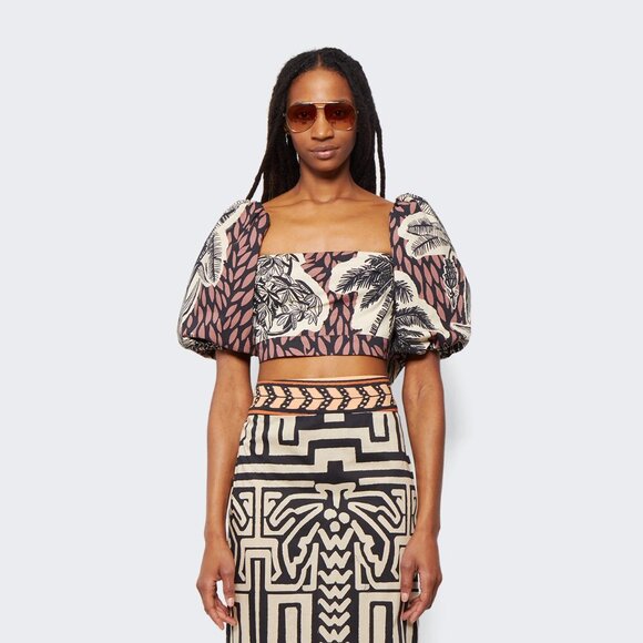 Johanna Ortiz Paraiso Natural Tropical Print Crop Top Burnt Size 6 NEW NWT - Picture 10 of 12